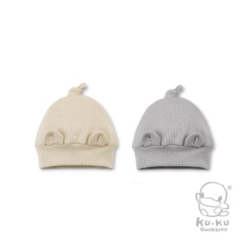 KU KU 酷咕鴨 PLUS竹纖羅紋造型嬰兒帽｜2款可選【佳兒園婦幼館】
