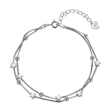 RJ New York 許願五角星雙層銀珠韓風手鍊(2色可選)