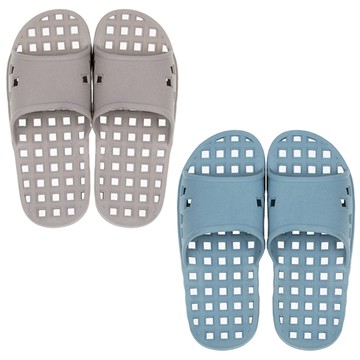 SHABATH 方格排水浴室拖鞋  27cm  棕色 + 藍色  2雙