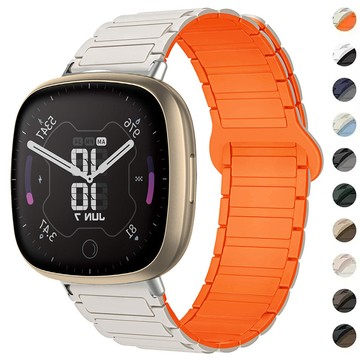 Fitbit Versa 1 2 替換磁性矽膠錶帶 3 女士男士軟錶帶環適用於 Fitbit Sense 2