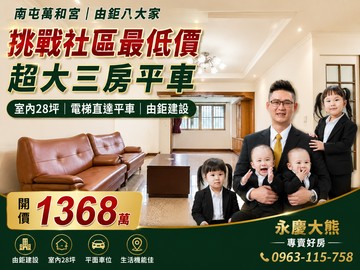 由鉅八大家｜大三房｜電梯直達平車｜市場最低價｜台中市南屯區永春東路