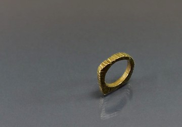 質感系列-方形粗礦黃銅戒