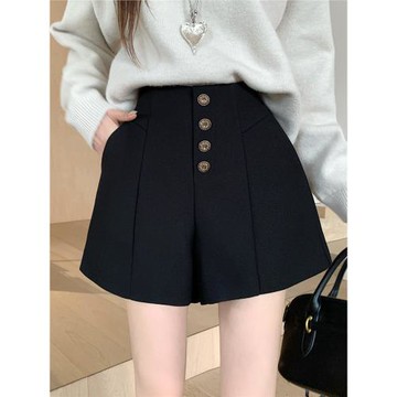 大碼高腰顯瘦西裝短褲女2025秋冬新款a字闊腿外穿顯腿長時尚靴褲