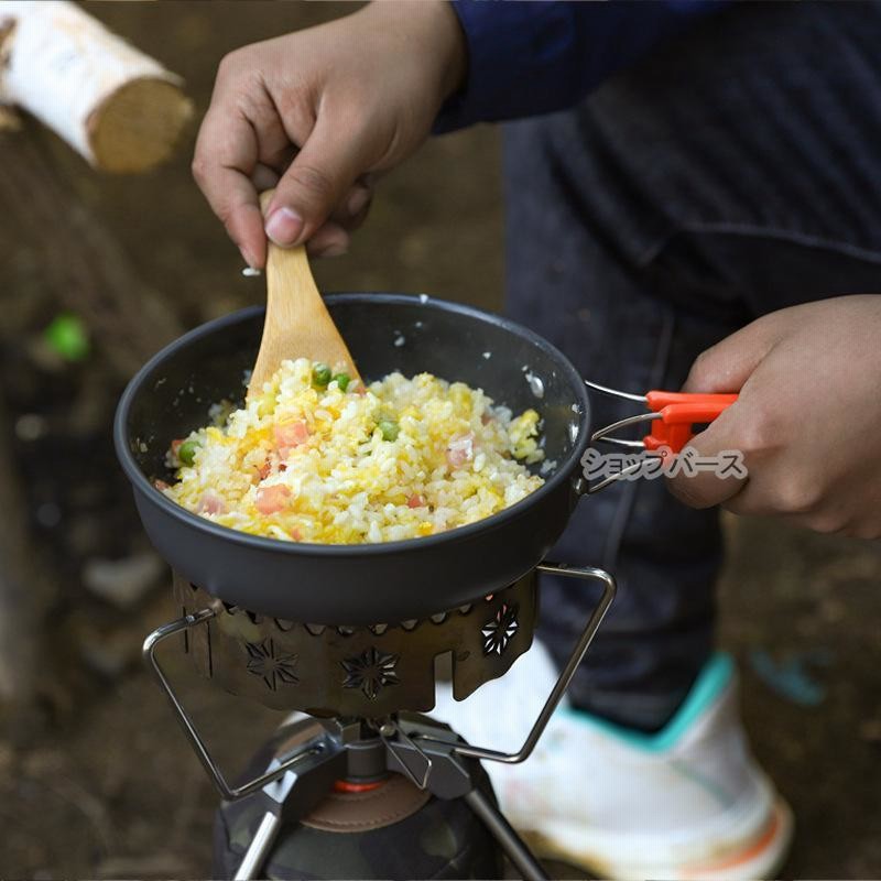 【中古】キャンプ鍋 屋外のキャンプ調理器具携帯用ステンレススチールハイキングバックパッキングピクニック料理セットパン鍋料理 (色 : Si キャンプ鍋 屋外のキャンプ調理器具携帯用ステンレススチール