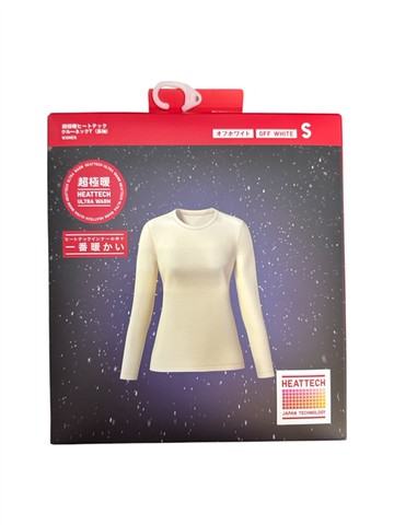 日本 Uniqlo 女裝 HEATTECH ULTRA WARM超極暖圓領T恤(長袖) -01 OFF WHITE S (JN1021)