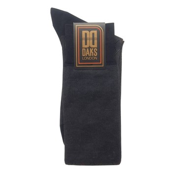 DAKS 雙色菱格紋紳士長筒襪-灰棕色