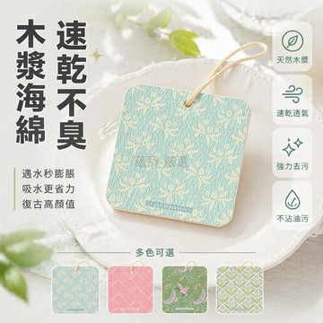 台灣出貨✨ 木漿棉洗碗海綿 加厚吸水不沾油 廚房清潔百潔布 強力去污魔力擦 速乾掛繩設計 家用刷鍋神器