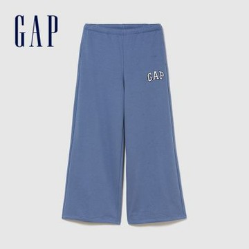 【GAP】Gap Logo法式毛圈布寬管慢跑褲-灰藍色(887992)
