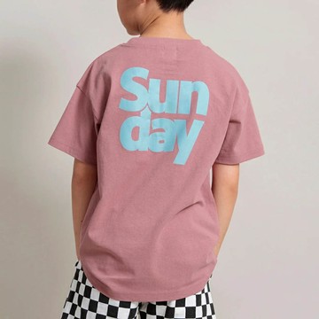 日本 BRANSHES - 100%棉 街頭印花短袖上衣-SUN DAY-玫瑰粉