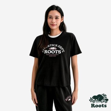Roots女裝- ATHLETICS 短袖上衣-霧灰色