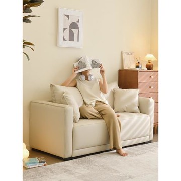 北歐現代簡約皮藝雙人沙發小戶型公寓客廳服裝店卡座輕奢直排沙發