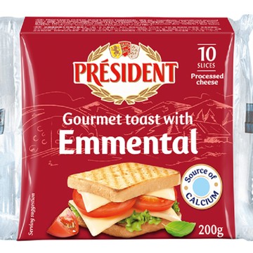 法國President總統牌 吐司艾曼塔切片乳酪200g (10片)/包
