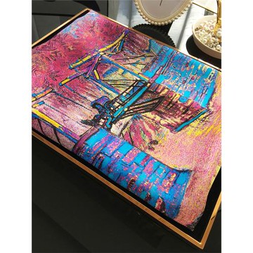 【油畫-春天的田園】高端人字紋真絲絲巾 100%蠶絲長款圍巾披肩女