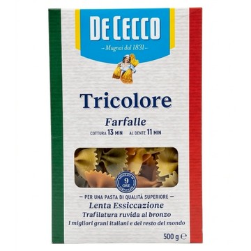 DE CECCO 得科 義大利麵 No.93 三色蝴蝶結麵  500g  1盒