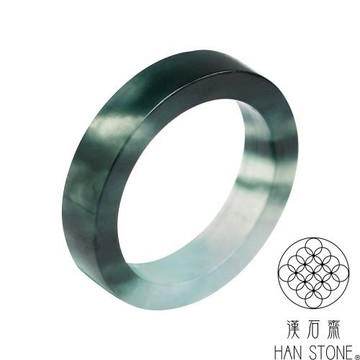 【漢石齋】天然翡翠A貨 全玉角戒戒指 冰種飄花(國際戒圍7.5號)