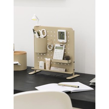 奶茶色鐵藝洞洞板 桌面多功能收納架 原創臺面置物架 ins風整理架