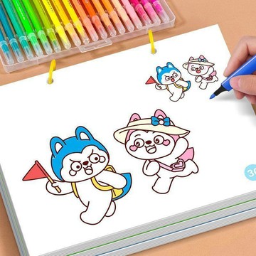 【臺灣-出貨】哈小浪塗色本兒童3-6歲畫畫本男女孩玩具貼紙本繪畫本趣味填色本54WS