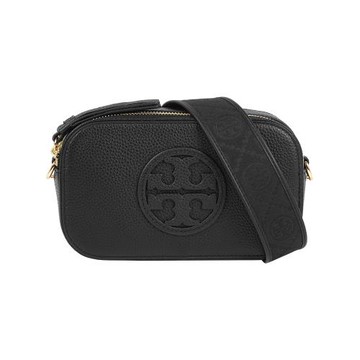 TORY BURCH Miller 荔枝紋雙拉鍊迷你相機包(黑色)