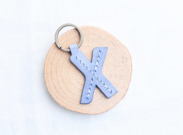 頭文字X字母鎖匙扣—白蠟皮組 好好縫 皮革材料包 鑰匙圈 意大利