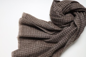 【預購】喀什米爾咖啡色純氂牛毛手工柔軟厚織圍巾披肩鬆餅格紋