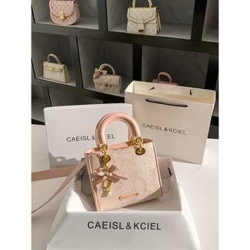 CAEISL&KCIEL女包小眾高級感櫻花粉戴妃包女2025新款潮手提斜挎包