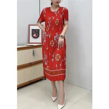 【KEITH-WILL歐風】韓國三宅風格優雅知性壓褶點點奢華洋裝(褶皺/修身/輕薄/小香風/中大尺碼)