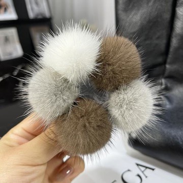 韓國真水貂毛毛球發圈網紅可愛毛絨球球皮草發繩頭繩扎頭發皮筋女