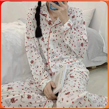 🥇台灣出貨🥇 【品質睡衣】睡衣女鞦鼕睡衣女長袖女士大碼開衫月子服傢居服套裝 ✨️滿額免運✨️147-12-B