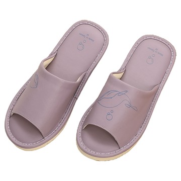 異國涼感室內皮拖鞋 台灣製  粉紫色  M  1雙