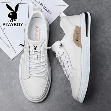 花公子男鞋2026新款潮流百搭小白鞋夏季透氣皮鞋薄款真皮休閑板鞋