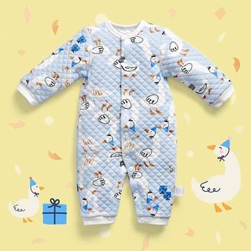 OMYMONSTER - 派對鵝先生長袖夾棉連身衣