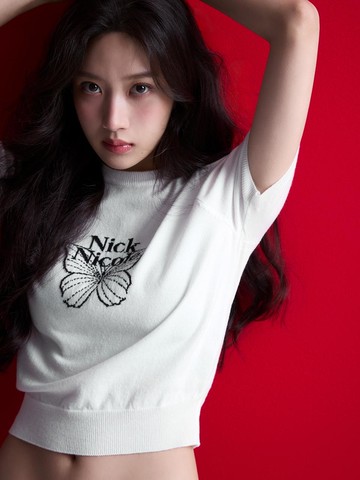 MINI BUTTERFLY SIGNATURE HALF SWEATER [IVORY BLACK]
