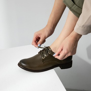 哈姆雷特低跟牛津鞋-橄欖