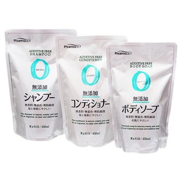 日本熊野~PharmaACT無添加洗髮精／潤髮乳／沐浴乳(補充包)450ml 款式可選