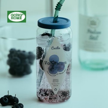 玻璃杯女高顏值ins風冷飲杯家用耐高溫水杯帶蓋漂亮易拉罐吸管杯