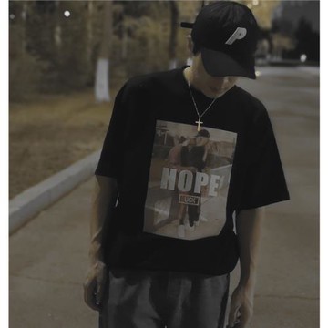 bboy寬松大碼嘻哈old school重磅poppin滑板街舞簡約小領口短袖t