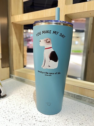 Wirefoxterrier 剛毛獵狐梗象印吸管杯890ml 等待 湖光綠