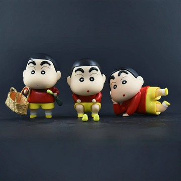 蠟筆小新原野新之助買菜小新擺件 小新蹲姿躺資動漫模型