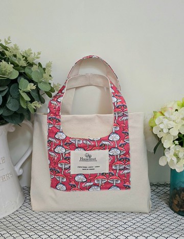 北歐風格帆布紅色菇提包全棉帆布肩背包側背包