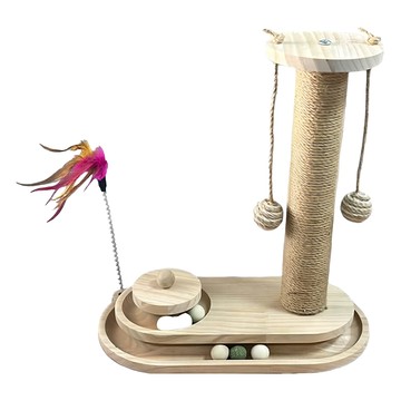 花型劍麻貓抓柱- 實木板材質  41.5 x 38cm  橢圓 棉麻色  1個