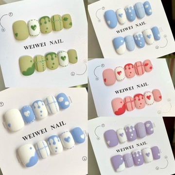 台灣-出貨💖美甲穿戴甲可拆卸ins中長款短款高級穿戴式秋冬美甲定制學生新款
