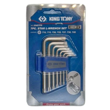 KING TONY 金統立 專業級工具短六角星型中孔扳手組 7件式 STAR L-WRENCH SET 20407PR  1組