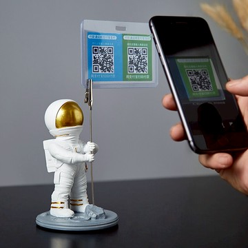 創意個性裝飾宇航員太空人擺設桌面店鋪收銀臺前臺二維碼照片擺件