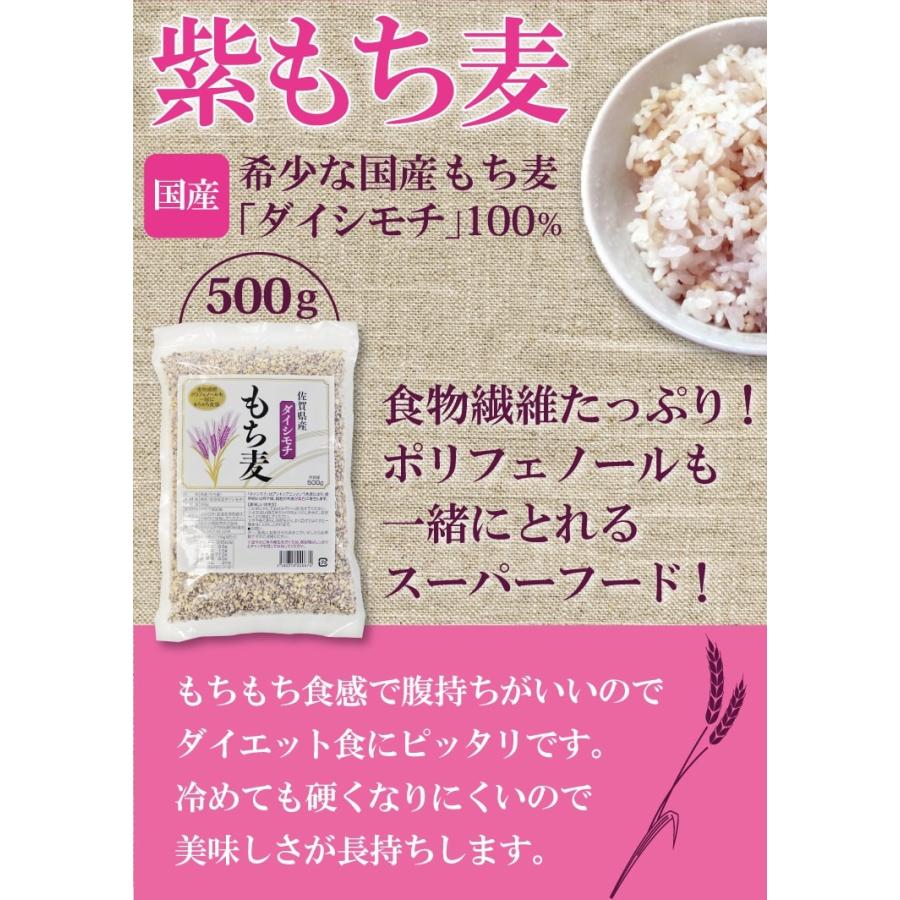 紫もち麦 500g 国産 ダイシモチ 食物繊維 ポリフェノール β-グルカン 自然食品 大麦 押し麦