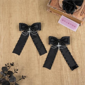 lolita哥特風十字架胸針邊夾鏈條
