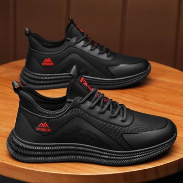 勞保男鞋冬季黑色百搭老爹運動鞋男款軟底防滑休閑旅游爸爸鞋輕便