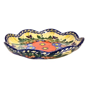 波蘭陶 Cerraf 波浪盤  紅色 + 藍色 + 米白色  18cm  1個