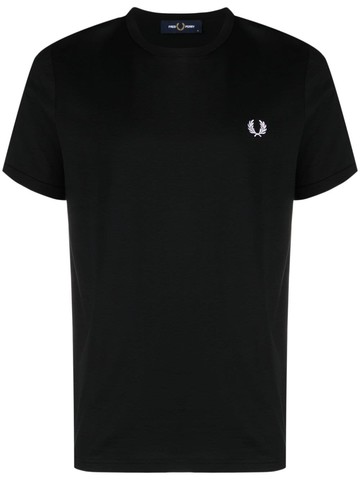 Fred Perry - logo-embroidered cotton T-shirt - men - Cotton - L - Black