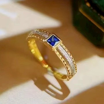 隔日到貨 斯里蘭卡 典雅 0.3克拉 30分 藍寶石 倫敦藍 水晶  戒指 可調式戒圍BR42