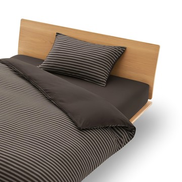 MUJI 無印良品 棉天竺被套  棕條紋  Queen Size